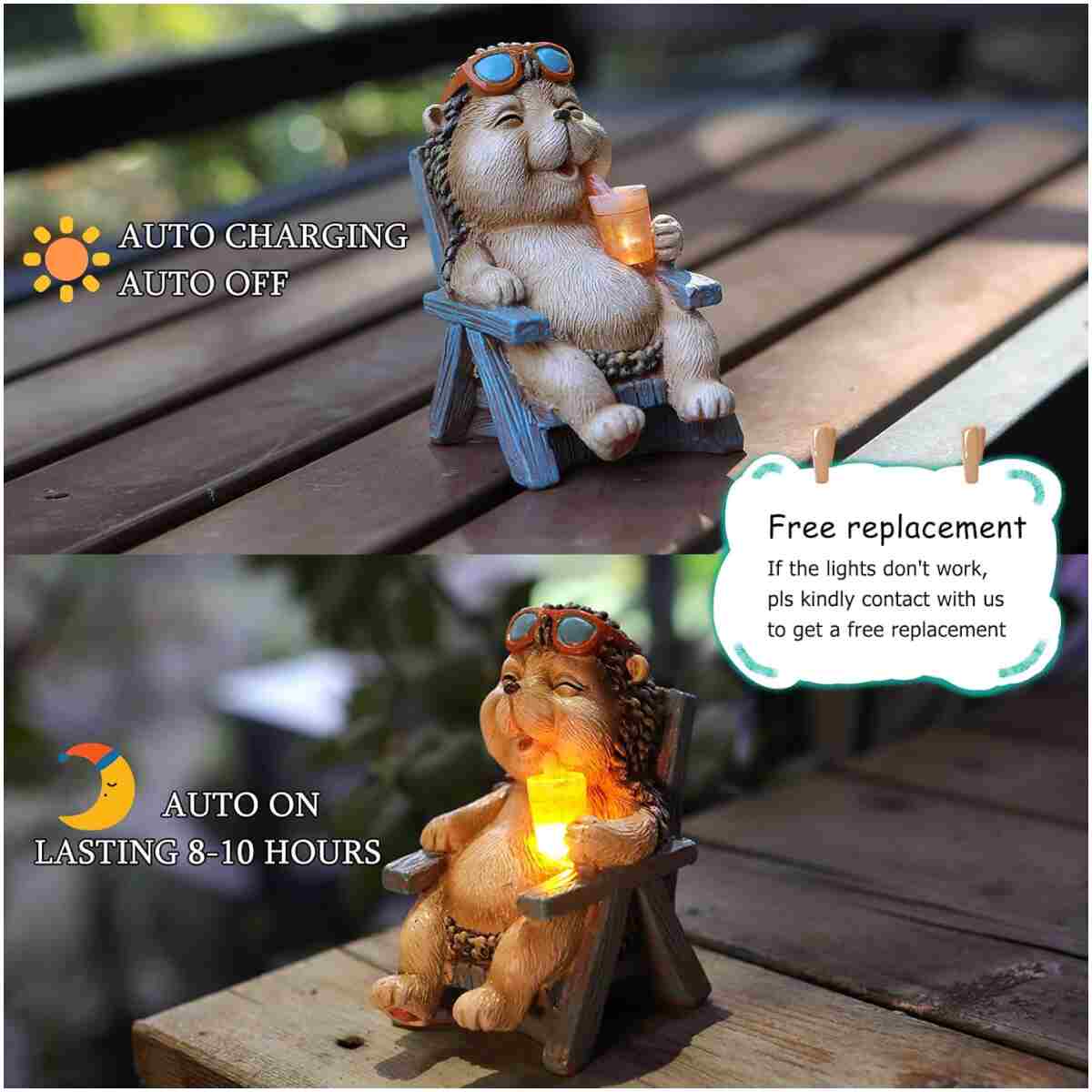 Miniature Frog Garden Statue Home Easter Gifts Decorations Fairy Garden Accessories Outdoor Lights Solar Garden Frog Decor Art Housewarming Gift for Patio,Yard,Lawn...