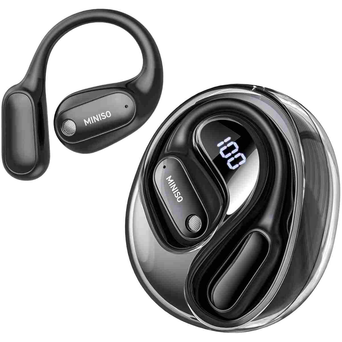 MINISO Language Translator Earbuds, AI Translation Earbuds Real Time with 135 Languages, Bluetooth 6.0, LED Display, Open-Ear Translation Headphones with APP, 60Hrs Playtime for...