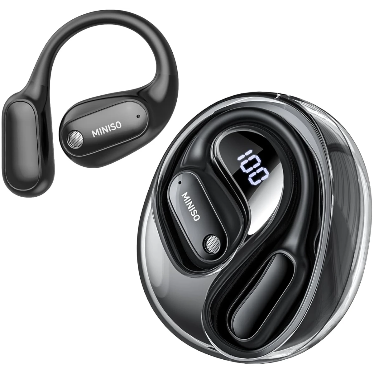MINISO Language Translator Earbuds, AI Translation Earbuds Real Time with 135 Languages, Bluetooth 6.0, LED Display, Open-Ear Translation Headphones with APP, 60Hrs Playtime for...