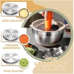 Mixing Bowls with Airtight Lids Set, 26PCS Stainless Steel Khaki Bowls with Grater Attachments, Non-Slip Bottoms & Kitchen Gadgets Set, Size 7, 4, 2.5, 2.0,1.5, 1QT, Great for...