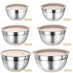 Mixing Bowls with Airtight Lids Set, 26PCS Stainless Steel Khaki Bowls with Grater Attachments, Non-Slip Bottoms & Kitchen Gadgets Set, Size 7, 4, 2.5, 2.0,1.5, 1QT, Great for...