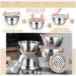 Mixing Bowls with Airtight Lids Set, 26PCS Stainless Steel Khaki Bowls with Grater Attachments, Non-Slip Bottoms & Kitchen Gadgets Set, Size 7, 4, 2.5, 2.0,1.5, 1QT, Great for...