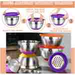 Mixing Bowls with Airtight Lids Set, 26PCS Stainless Steel Khaki Bowls with Grater Attachments, Non-Slip Bottoms & Kitchen Gadgets Set, Size 7, 4, 2.5, 2.0,1.5, 1QT, Great for...