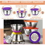 Mixing Bowls with Airtight Lids Set, 26PCS Stainless Steel Khaki Bowls with Grater Attachments, Non-Slip Bottoms & Kitchen Gadgets Set, Size 7, 4, 2.5, 2.0,1.5, 1QT, Great for...