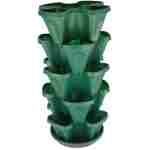 Mr. Stacky 1305-HG 5-Tier Stackable Strawberry, Herb, Flower, & Vegetable Planter - Vertical Gardening Indoor / Outdoor Stacking Garden Pots Hunter Green, 22.5 Quarts