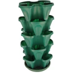 Mr. Stacky 1305-HG 5-Tier Stackable Strawberry, Herb, Flower, & Vegetable Planter - Vertical Gardening Indoor / Outdoor Stacking Garden Pots Hunter Green, 22.5 Quarts