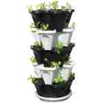 Mr. Stacky 1305-HG 5-Tier Stackable Strawberry, Herb, Flower, & Vegetable Planter - Vertical Gardening Indoor / Outdoor Stacking Garden Pots Hunter Green, 22.5 Quarts
