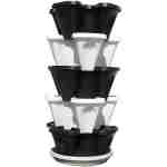 Mr. Stacky 1305-HG 5-Tier Stackable Strawberry, Herb, Flower, & Vegetable Planter - Vertical Gardening Indoor / Outdoor Stacking Garden Pots Hunter Green, 22.5 Quarts