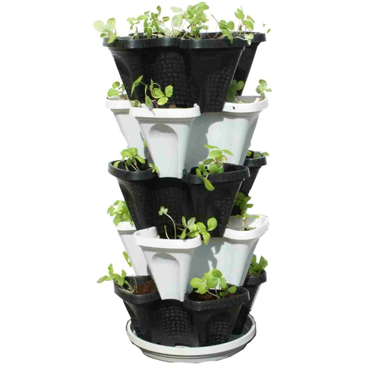 Mr. Stacky Multiple Color (Black + White) 5 Layer 13inch Vertical Planter