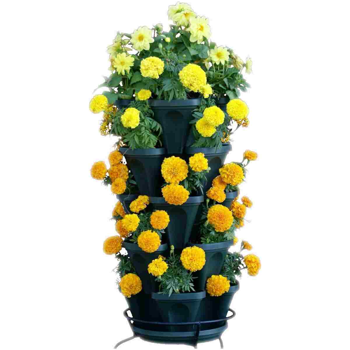 Mr. Stacky Multiple Color (Black + White) 5 Layer 13inch Vertical Planter
