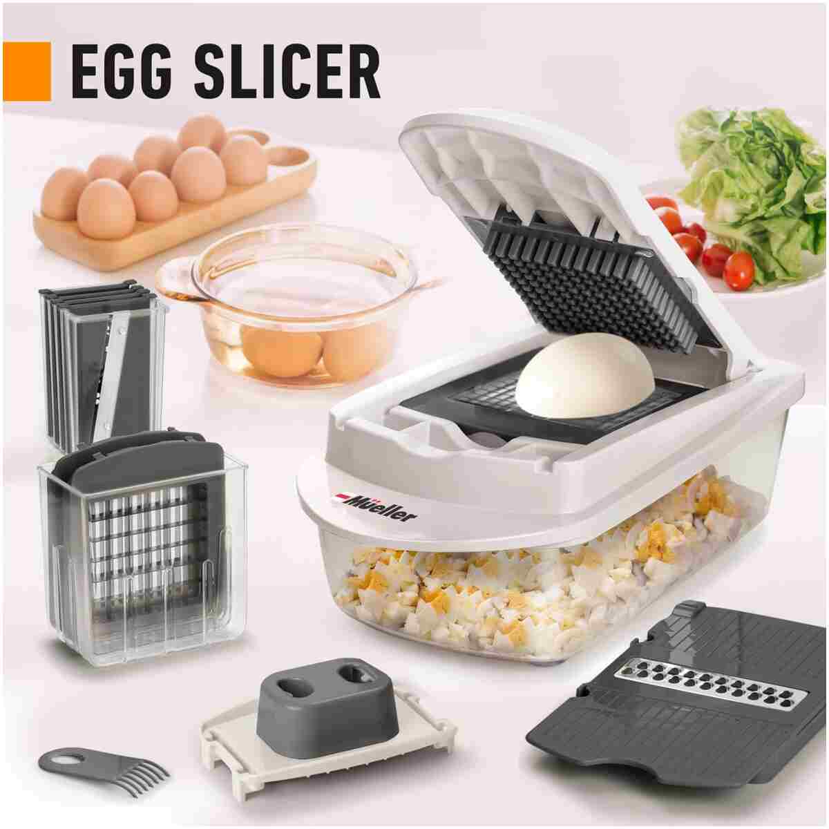 Mueller Pro-Series 10-in-1, 8 Blade Vegetable Chopper, Onion Mincer, Cutter, Dicer, Egg Slicer with Container, French Fry Cutter Potatoe Slicer, Home Essentials & Kitchen...