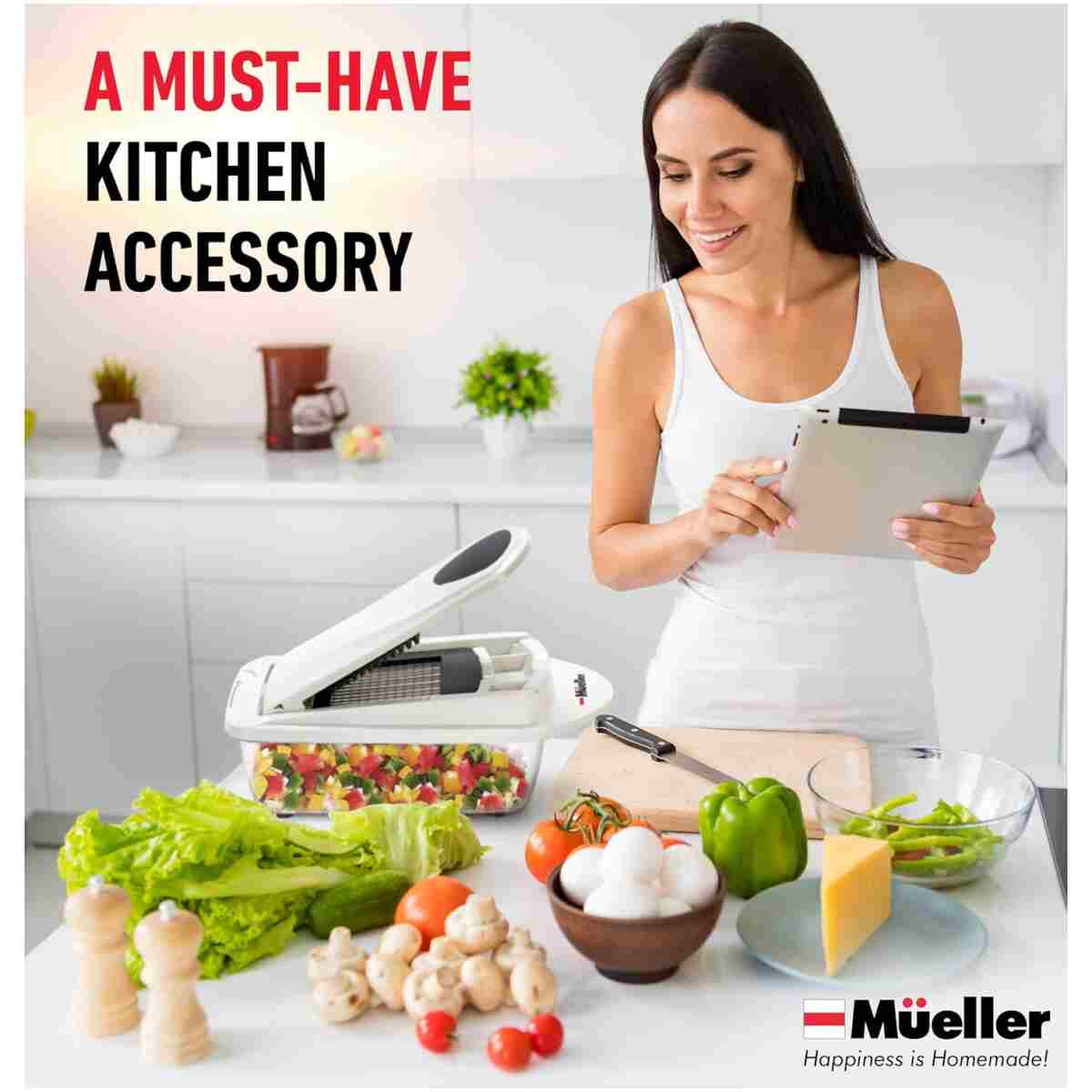 Mueller Pro-Series 10-in-1, 8 Blade Vegetable Chopper, Onion Mincer, Cutter, Dicer, Egg Slicer with Container, French Fry Cutter Potatoe Slicer, Home Essentials & Kitchen...
