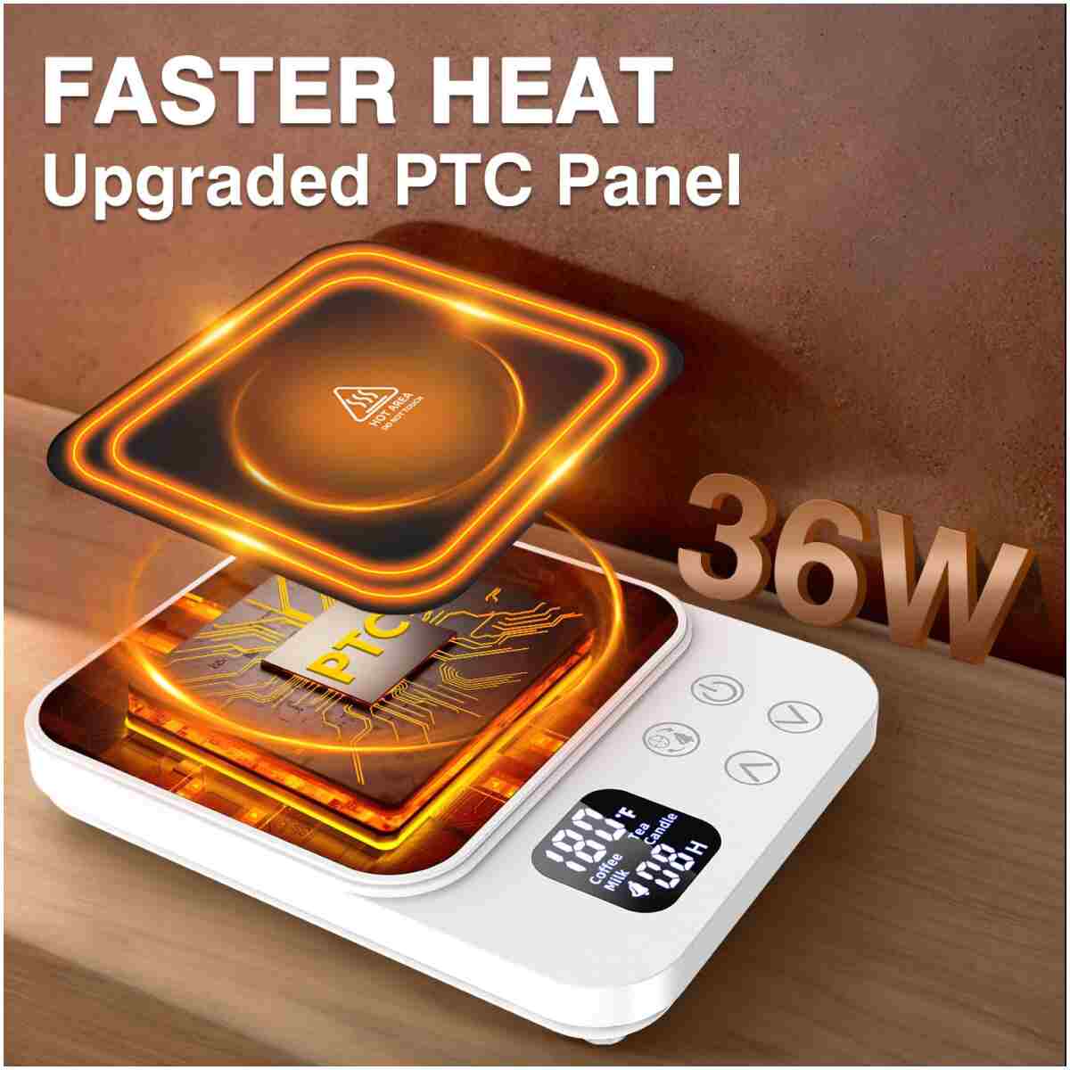 Mug Warmer Gifts for Men - 36W Faster Heating Coffee Cup Warmer for Desk Tea Lovers Gift Ideas Coffee Accessories Candle Warmers Plate w/Auto On/Off Mugs Heater Electric Smart...