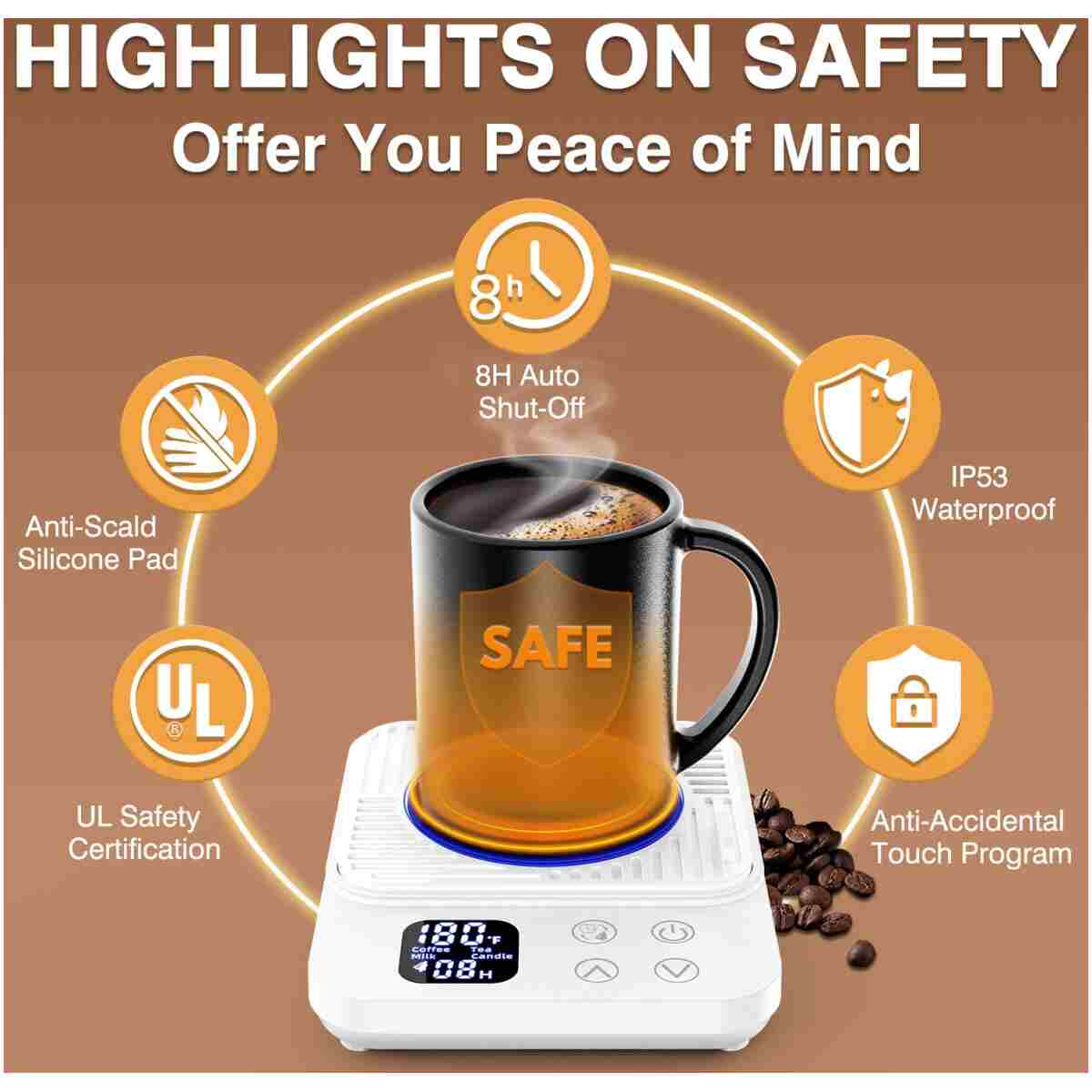 Mug Warmer Gifts for Men - 36W Faster Heating Coffee Cup Warmer for Desk Tea Lovers Gift Ideas Coffee Accessories Candle Warmers Plate w/Auto On/Off Mugs Heater Electric Smart...