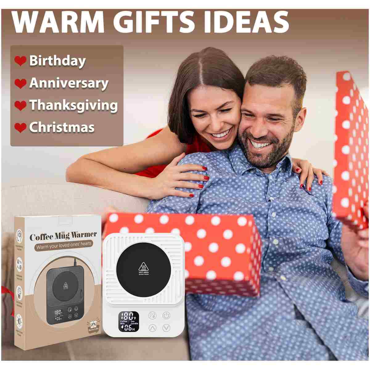 Mug Warmer Gifts for Men - 36W Faster Heating Coffee Cup Warmer for Desk Tea Lovers Gift Ideas Coffee Accessories Candle Warmers Plate w/Auto On/Off Mugs Heater Electric Smart...