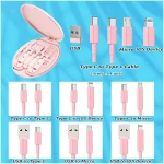 Multi USB Charging Adapter Cable Kit, USB C to iOS Device Adapter Box, Conversion Set USB A & Type C to Male Micro/Type C/iOS Device, Data Transfer, Card Storage, Tray Eject...