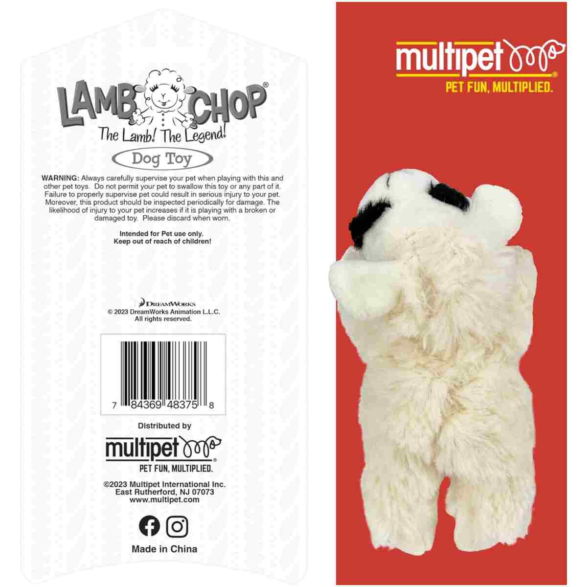 Multipet Lamb Chop Dog Plush Toy - Squeaky Toy for All Dogs - Extra Soft Plush - Stuffed Animal Dog Toy for Cuddling & Playing - Cute Pet Toy (6", Cream)
