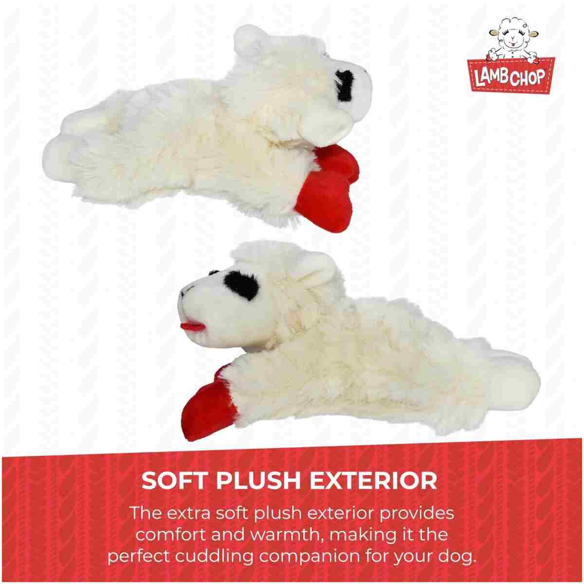 Multipet Lamb Chop Dog Plush Toy - Squeaky Toy for All Dogs - Extra Soft Plush - Stuffed Animal Dog Toy for Cuddling & Playing - Cute Pet Toy (6", Cream)