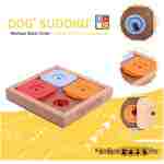 My Intelligent Pets Sudoku Puzzle for Small Dogs and Cats – Basic Brain Pet Toy with 4 Treat-Hiding Holes – Medium Size, Wood and Plastic