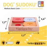 My Intelligent Pets Sudoku Puzzle for Small Dogs and Cats – Basic Brain Pet Toy with 4 Treat-Hiding Holes – Medium Size, Wood and Plastic