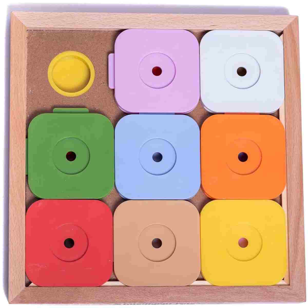 My Intelligent Pets Sudoku Puzzle for Small Dogs and Cats – Basic Brain Pet Toy with 4 Treat-Hiding Holes – Medium Size, Wood and Plastic