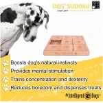 My Intelligent Pets Wooden Sudoku Puzzle for Medium to Large Dogs – Expert Brain Pet Toy with 9 Treat-Hiding Holes – Large Size, Wood