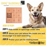 My Intelligent Pets Wooden Sudoku Puzzle for Medium to Large Dogs – Expert Brain Pet Toy with 9 Treat-Hiding Holes – Large Size, Wood