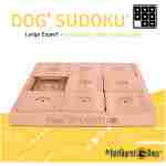 My Intelligent Pets Wooden Sudoku Puzzle for Medium to Large Dogs – Expert Brain Pet Toy with 9 Treat-Hiding Holes – Large Size, Wood
