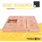 My Intelligent Pets Wooden Sudoku Puzzle for Medium to Large Dogs – Expert Brain Pet Toy with 9 Treat-Hiding Holes – Large Size, Wood