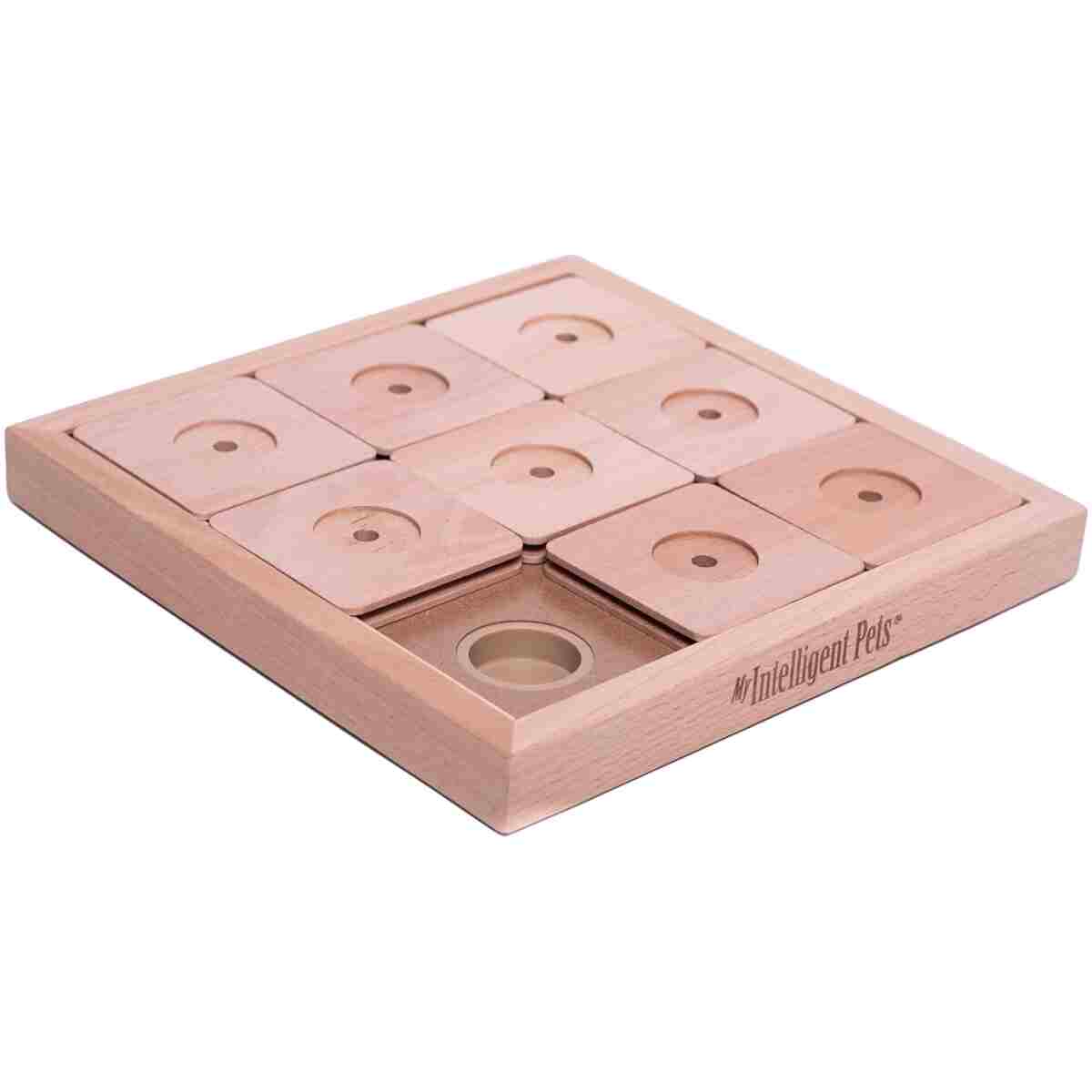 My Intelligent Pets Wooden Sudoku Puzzle for Medium to Large Dogs – Expert Brain Pet Toy with 9 Treat-Hiding Holes – Large Size, Wood