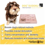 My Intelligent Pets Wooden Sudoku Puzzle for Medium to Large Dogs – Expert Brain Pet Toy with 9 Treat-Hiding Holes – Large Size, Wood