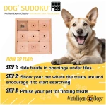 My Intelligent Pets Wooden Sudoku Puzzle for Medium to Large Dogs – Expert Brain Pet Toy with 9 Treat-Hiding Holes – Large Size, Wood