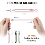 Nearockle 24Pcs Silicone Cable Straps Cord Organizer for Bundling Earphone, Phone Charger, Computer Cords, Reusable Cable Ties Wire Organizer in Home,Office,Kitchen,School (4...