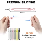 Nearockle 24Pcs Silicone Cable Straps Cord Organizer for Bundling Earphone, Phone Charger, Computer Cords, Reusable Cable Ties Wire Organizer in Home,Office,Kitchen,School (4...