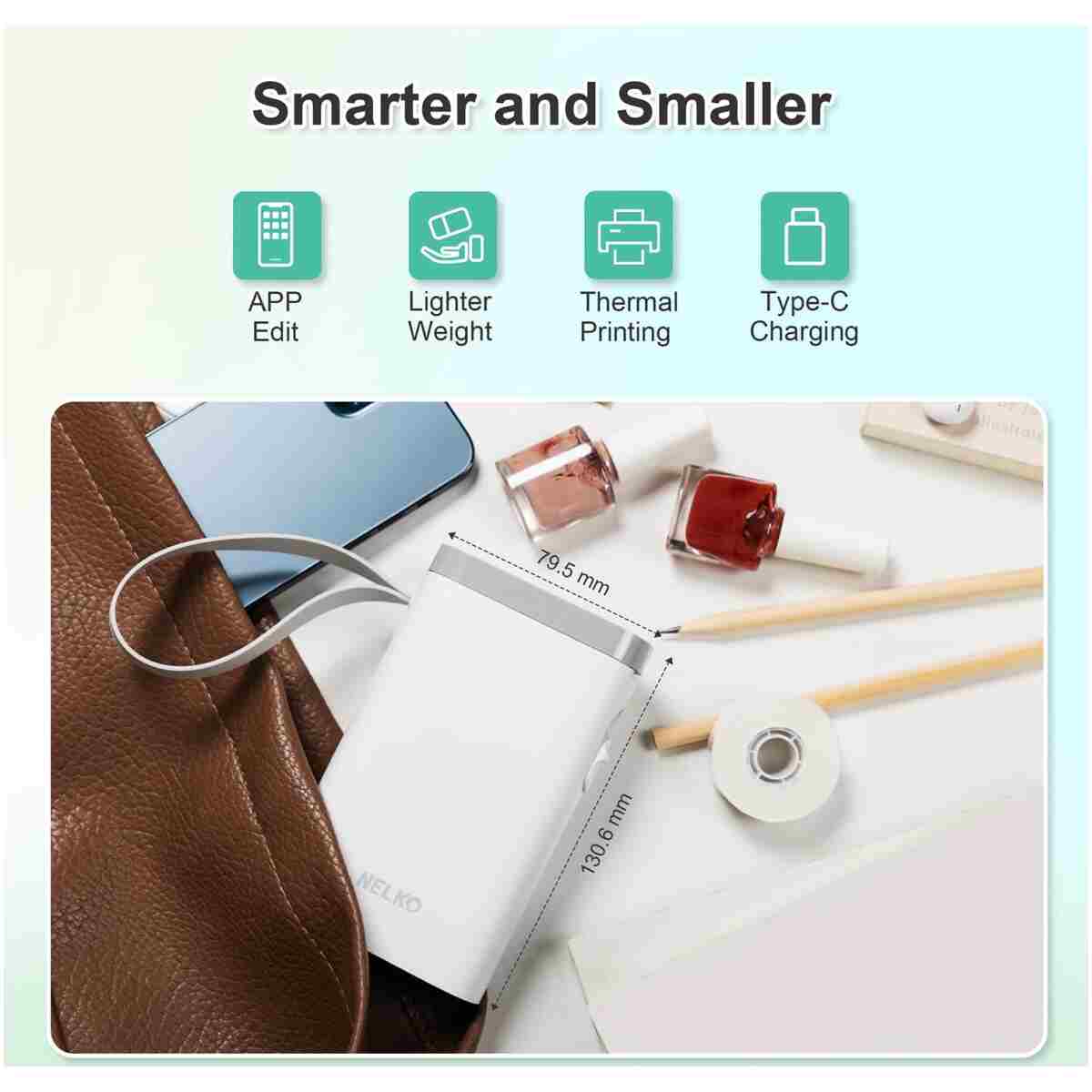 Nelko Label Maker Machine with Tape, P21 Bluetooth Label Printer, Wireless Mini Label Makers with Multiple Templates for Organizing Office Home, White