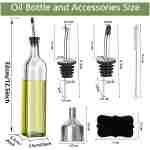 Olive Oil Dispenser Bottle, 1 Pcs Glass Olive Oil Dispenser and Vinegar Dispenser Set with 2 Stainless Steel Pourers, 2 Labels,1 Brush and 1 Funnel Oil Bottles for Kitchen (500ml)