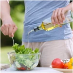 Olive Oil Dispenser Bottle, 1 Pcs Glass Olive Oil Dispenser and Vinegar Dispenser Set with 2 Stainless Steel Pourers, 2 Labels,1 Brush and 1 Funnel Oil Bottles for Kitchen (500ml)