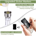 Olive Oil Dispenser Bottle, 1 Pcs Glass Olive Oil Dispenser and Vinegar Dispenser Set with 2 Stainless Steel Pourers, 2 Labels,1 Brush and 1 Funnel Oil Bottles for Kitchen (500ml)