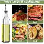Olive Oil Dispenser Bottle, 1 Pcs Glass Olive Oil Dispenser and Vinegar Dispenser Set with 2 Stainless Steel Pourers, 2 Labels,1 Brush and 1 Funnel Oil Bottles for Kitchen (500ml)
