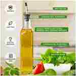 Olive Oil Dispenser Bottle, 1 Pcs Glass Olive Oil Dispenser and Vinegar Dispenser Set with 2 Stainless Steel Pourers, 2 Labels,1 Brush and 1 Funnel Oil Bottles for Kitchen (500ml)
