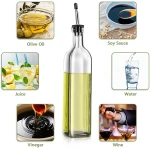 Olive Oil Dispenser Bottle, 1 Pcs Glass Olive Oil Dispenser and Vinegar Dispenser Set with 2 Stainless Steel Pourers, 2 Labels,1 Brush and 1 Funnel Oil Bottles for Kitchen (500ml)