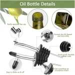 Olive Oil Dispenser Bottle, 1 Pcs Glass Olive Oil Dispenser and Vinegar Dispenser Set with 2 Stainless Steel Pourers, 2 Labels,1 Brush and 1 Funnel Oil Bottles for Kitchen (500ml)