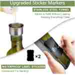 Olive Oil Dispenser Bottle, 1 Pcs Green Glass Olive Oil Dispenser and Vinegar Dispenser Set with 2 Stainless Steel Pourers, 2Labels,1 Brush and 1 Funnel Oil Bottles for Kitchen,...