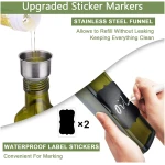Olive Oil Dispenser Bottle, 1 Pcs Green Glass Olive Oil Dispenser and Vinegar Dispenser Set with 2 Stainless Steel Pourers, 2Labels,1 Brush and 1 Funnel Oil Bottles for Kitchen,...