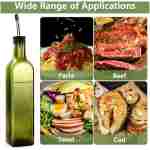 Olive Oil Dispenser Bottle, 1 Pcs Green Glass Olive Oil Dispenser and Vinegar Dispenser Set with 2 Stainless Steel Pourers, 2Labels,1 Brush and 1 Funnel Oil Bottles for Kitchen,...
