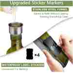Olive Oil Dispenser Bottle, 1 Pcs Green Glass Olive Oil Dispenser and Vinegar Dispenser Set with 2 Stainless Steel Pourers, 2Labels,1 Brush and 1 Funnel Oil Bottles for Kitchen,...