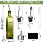Olive Oil Dispenser Bottle, 2 Pcs Glass Olive Oil Dispenser and Vinegar Dispenser Set with 2 Stainless Steel Pourers, 4 Labels,1 Brush and 1 Funnel Oil Bottles for Kitchen (500ml)