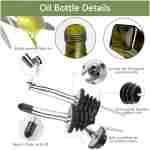 Olive Oil Dispenser Bottle, 2 Pcs Glass Olive Oil Dispenser and Vinegar Dispenser Set with 2 Stainless Steel Pourers, 4 Labels,1 Brush and 1 Funnel Oil Bottles for Kitchen (500ml)