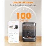 oneisall Automatic Cat Feeder, WiFi Rechargeable Cordless Pet Feeder, 100 Day Battery Operated Pet Feeder, 12 Cups/3L Timed Cat Food Dispenser for Large Kibble, Smart App...