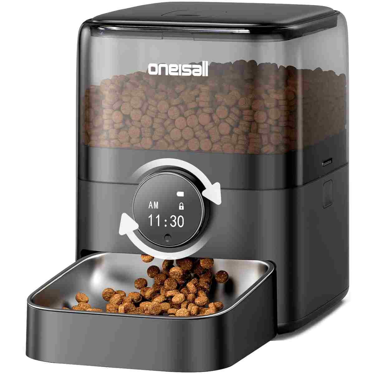 oneisall Automatic Cat Feeder, WiFi Rechargeable Cordless Pet Feeder, 100 Day Battery Operated Pet Feeder, 12 Cups/3L Timed Cat Food Dispenser for Large Kibble, Smart App...